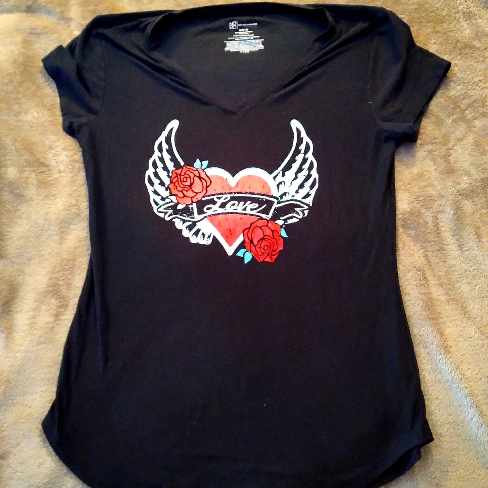 T-Shirt, Black, Size Medium, Short Sleeve